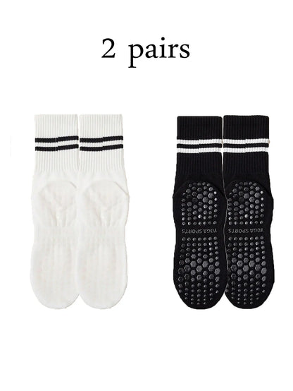 Grip Socks for Women – Non-Slip Pilates & Yoga (4 Pairs)