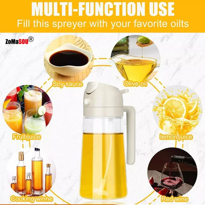 2-in-1 Oil Sprayer & Pourer Bottle – Glass Dispenser for Kitchen & BBQ