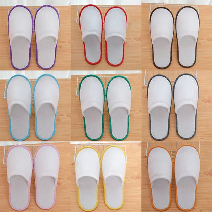 Disposable Hotel Slippers 10 Pairs – Velvet Guest House Shoes
