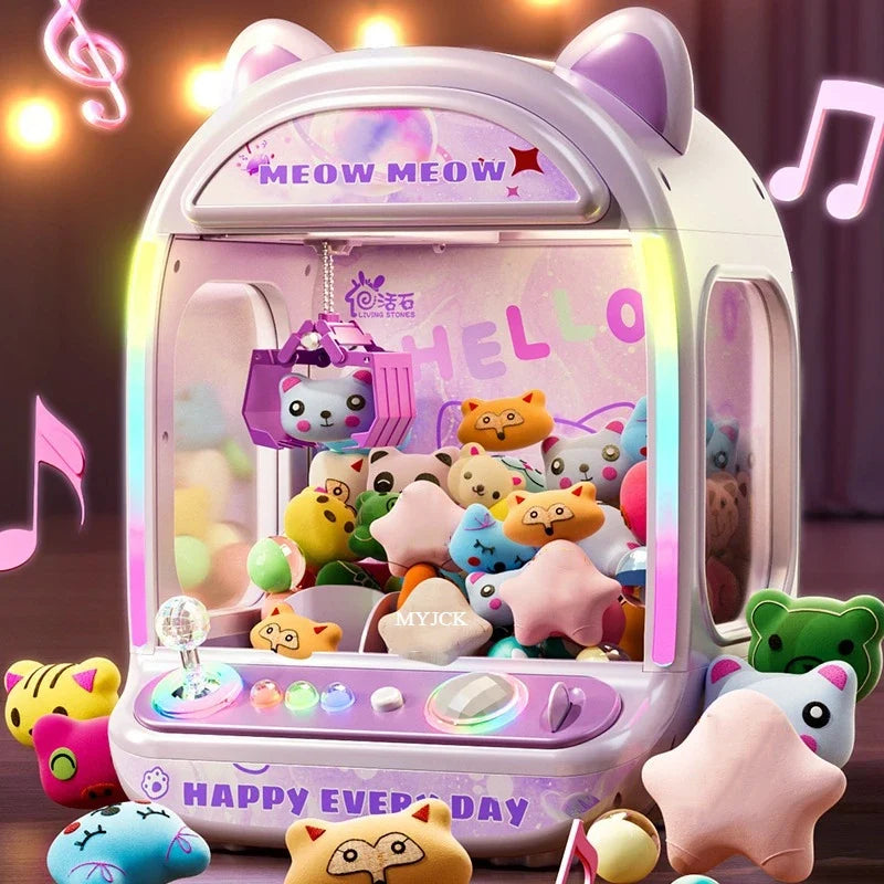 Diy Automatic Doll Machine Kids Coin Operated Play Game Mini Claw Catch Toys Crane Machines Music