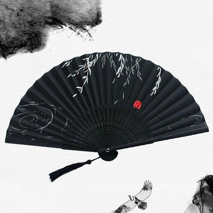 Folding Hand Fan Chinese Silk Fabric Fan for Weddings & Dance