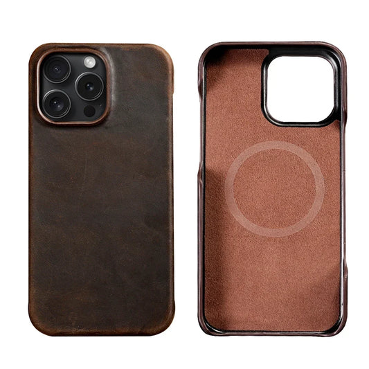 Genuine Leather MagSafe iPhone Case - Full Grain Cowhide, iPhone 15-16 Series