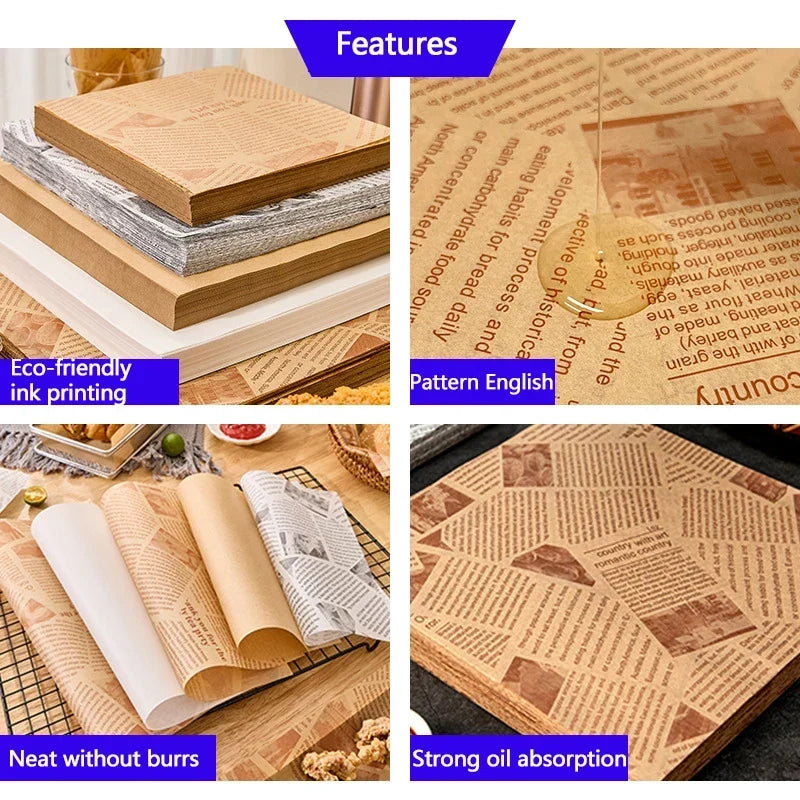 Food Wrapping Paper Sheets – Oil-Proof Baking & Burger Liner (50pcs)