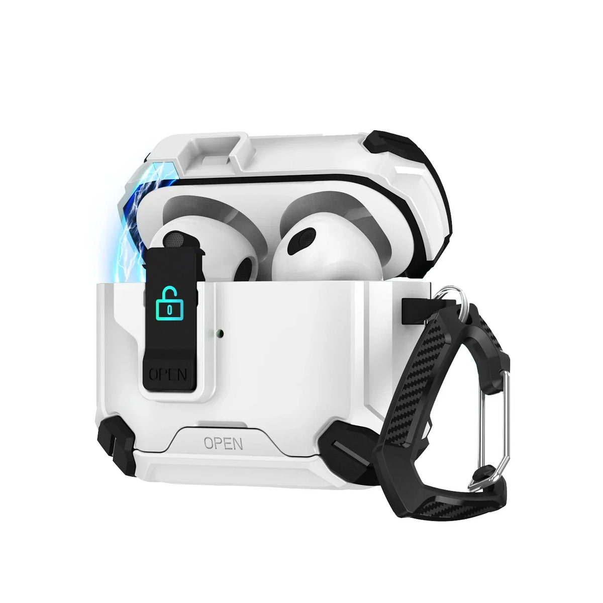 Magnetic Lock AirPods Case with Carabiner – Rugged Design