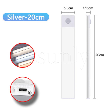 Motion Sensor LED Night Light – USB-C Rechargeable, 3 Color Modes, Stepless Dimming