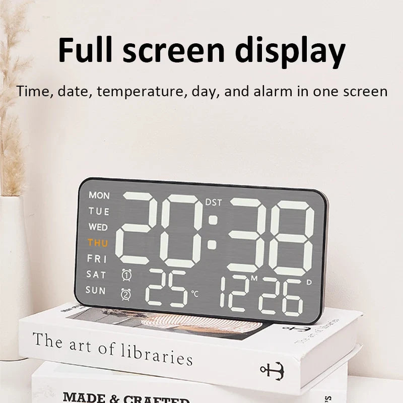 LED Digital Alarm Clock – Temp Display, Remote, Wall or Desk