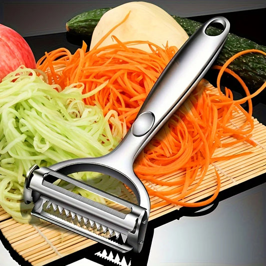 Stainless Steel Dual-Blade Vegetable Peeler & Julienne Slicer