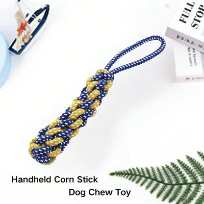 Plant-Dyed Cotton Rope Dog Chew Toy Carrot Corn Stick Dumbbell Shaped - Teeth Cleaning