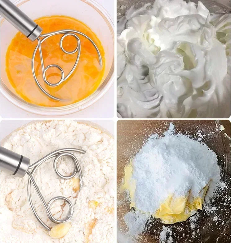 Danish Dough Whisk – Stainless Steel with Wooden Handle