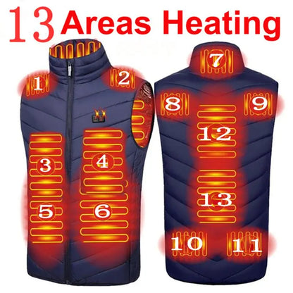 Men’s USB Heated Vest with 17 Heating Zones, Winter Outdoor Sports Waistcoat