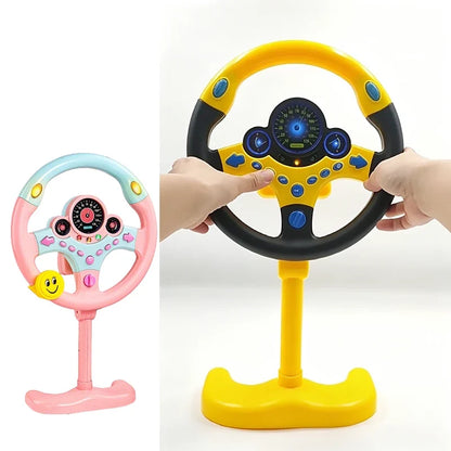 Electric Simulated Driving Steering Three-Dimensional Portable Wheel Copilot Toy Light Sound