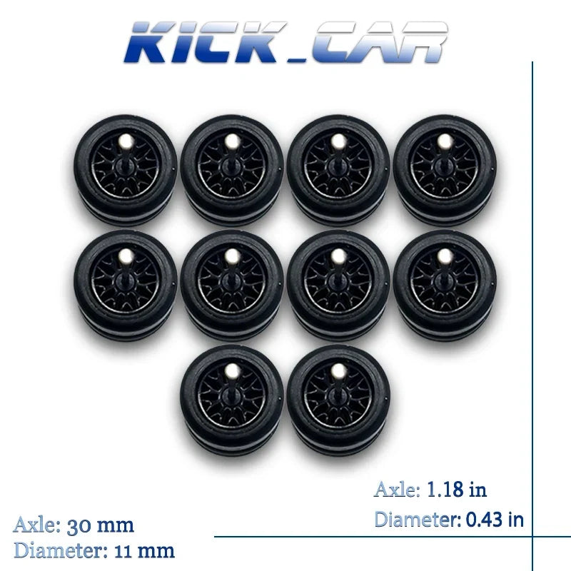 1:64 Scale Rubber Wheels Upgrade Set – 5 Cars (10 Wheels)