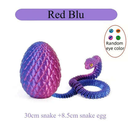 3D Printed Articulated Snake with Egg – Fidget Desk Toy