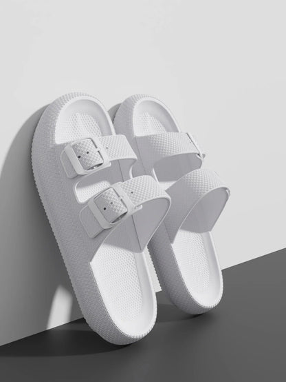Thick Sole Sandals – Non-Slip Double Strap Slides for Men & Women