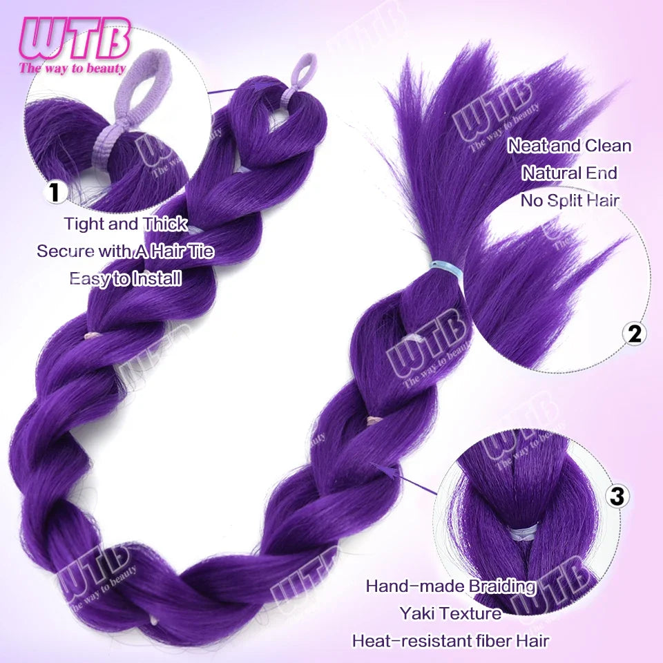 26 Inch Purple Braided Ponytail Hair Extension