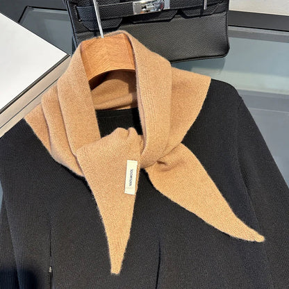 100% Wool Korean Knit Triangular Scarf – Women's Winter Shawl