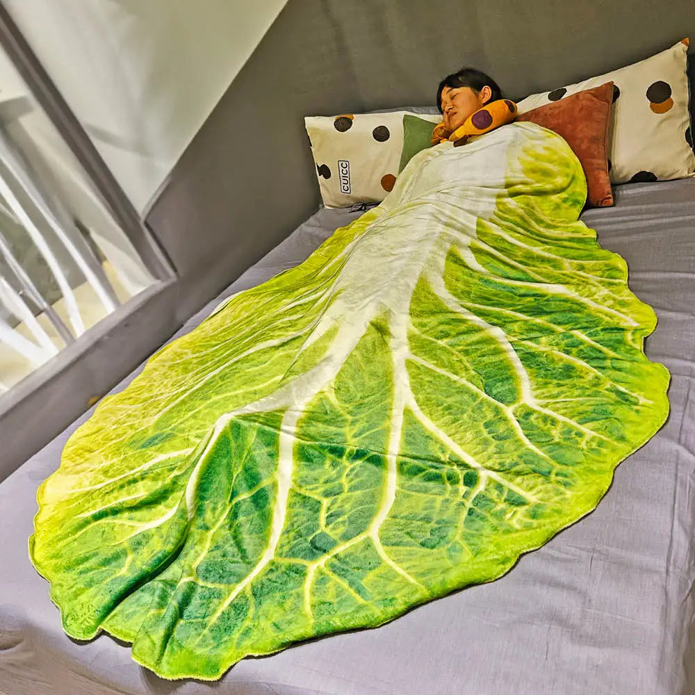 Double-Sided Flannel Cabbage Pattern Home Sofa Blanket Soft Creative Design Warm Throw Living Room