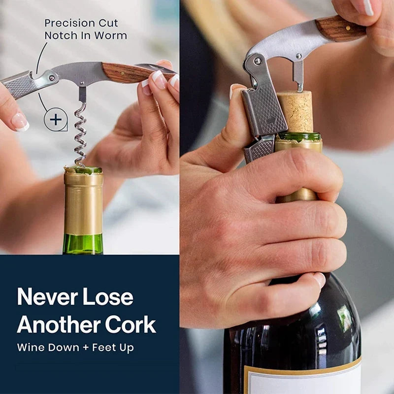 Double Hinged Wine Opener Corkscrew – Bartender Waiter Key
