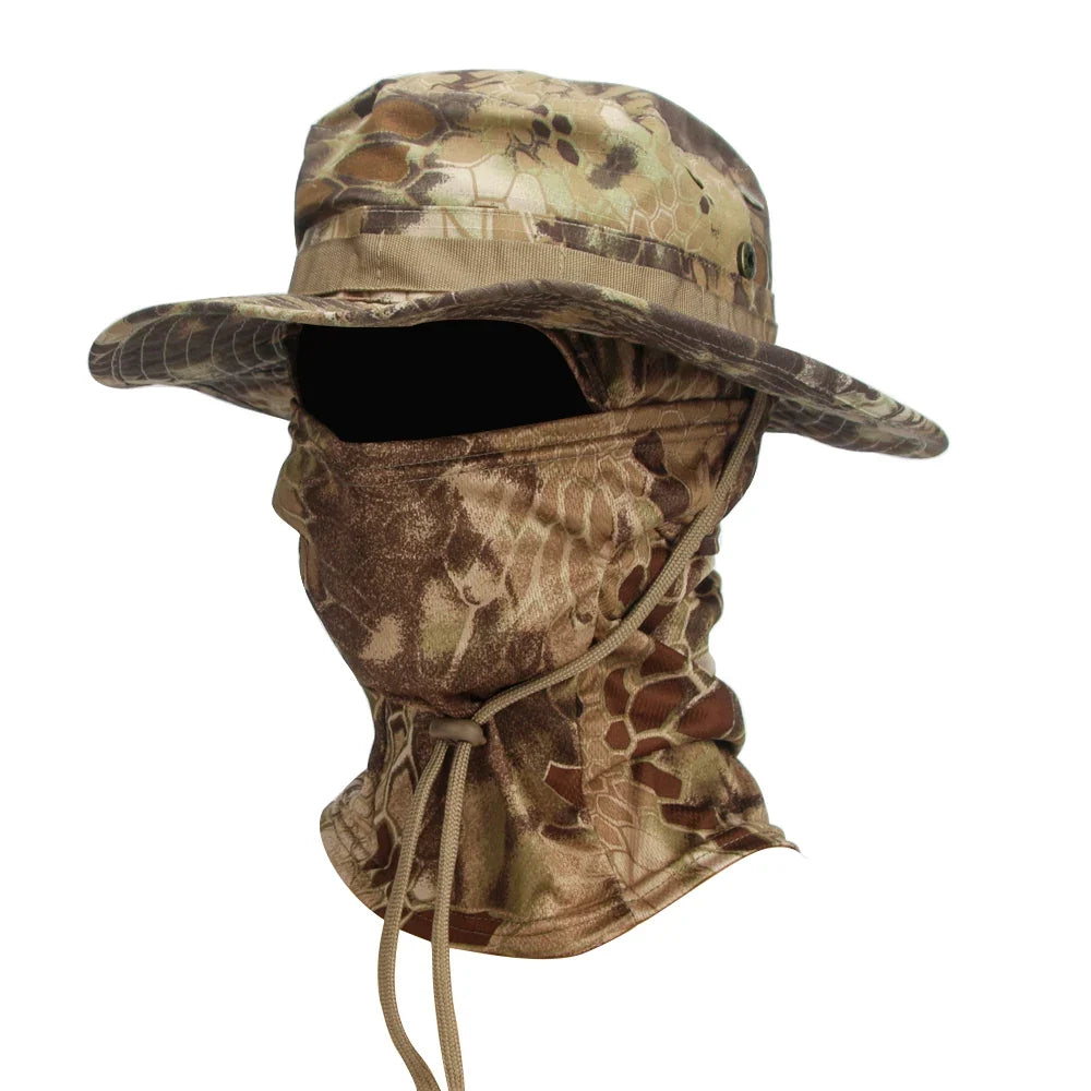2 Piece Men's Wide Brim Boonie Hat and Balaclava Set