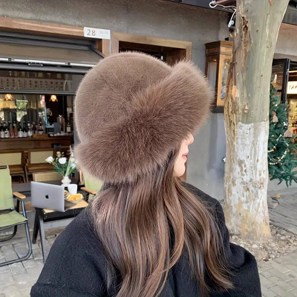 Faux Fur Winter Hat for Women – Fluffy Warm Bucket Cap