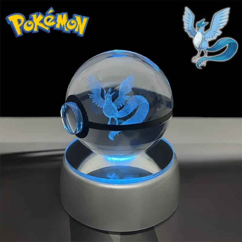 Pokemon 3D Crystal Poke Ball Night Light with LED Base