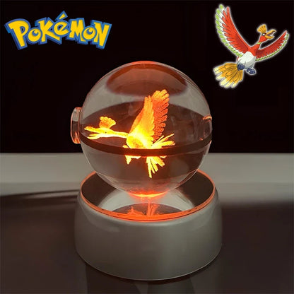 Pokemon 3D Crystal Poke Ball Night Light with LED Base