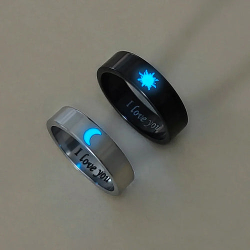 2 Piece Glow in the Dark Couple Rings Set