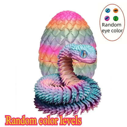 3D Printed Articulated Snake with Egg – Fidget Desk Toy