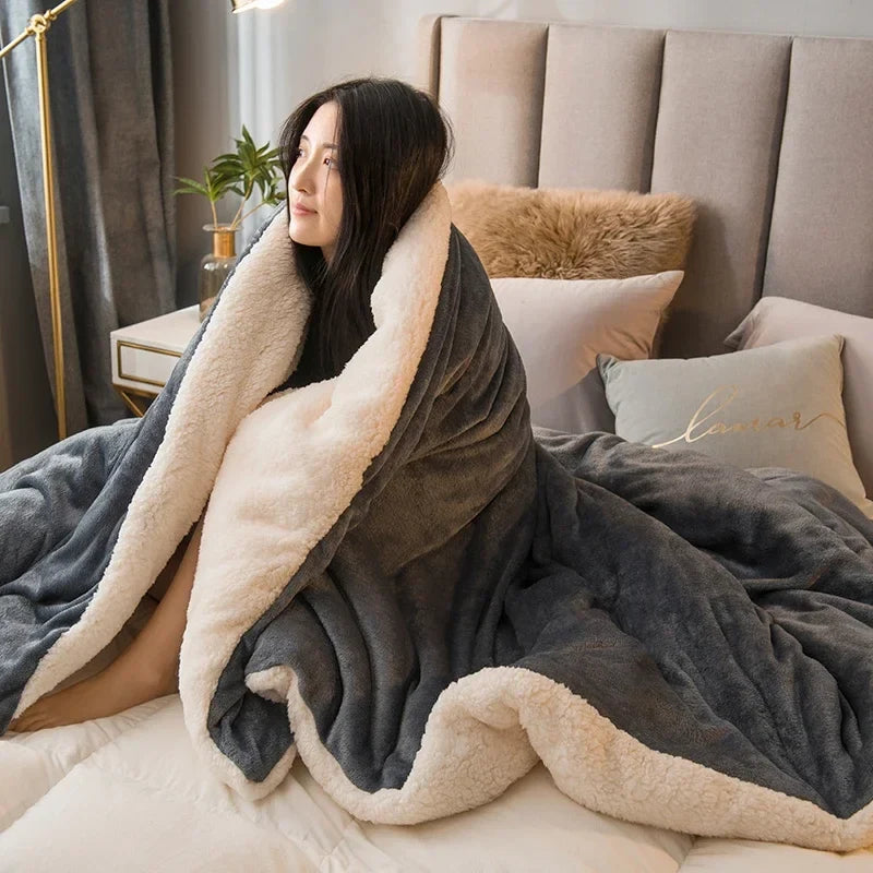 Winter Throw Blanket Double-Sided Sherpa Fleece Warm Bed Blanket