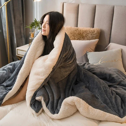 Winter Throw Blanket Double-Sided Sherpa Fleece Warm Bed Blanket