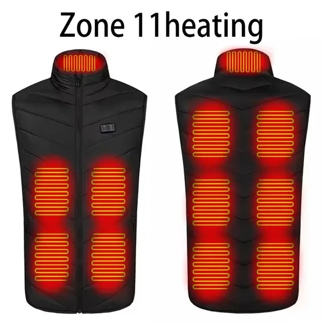 Men’s USB Heated Vest with 17 Heating Zones, Winter Outdoor Sports Waistcoat