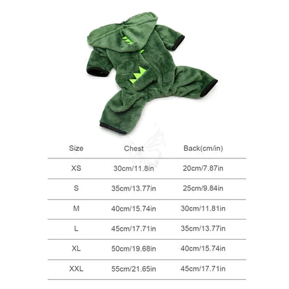Halloween Dinosaur Fleece Hoodie Costume for Cats and Small Dogs