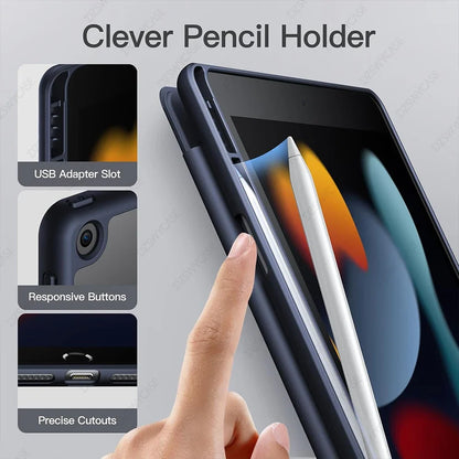 iPad 10.2 Case with Pencil Holder – 7th 8th 9th Generation Smart Cover