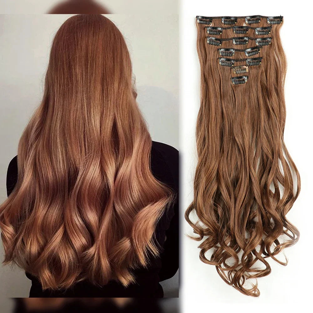 22 Inch Curly Wavy Clip In Hair Extensions 7PCS