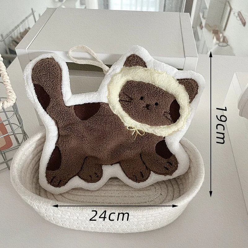 Cute Cat-Shaped Hand Towel – Hanging Absorbent Towel for Kids
