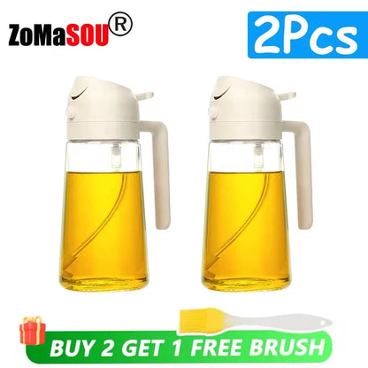 2-in-1 Oil Sprayer & Pourer Bottle – Glass Dispenser for Kitchen & BBQ