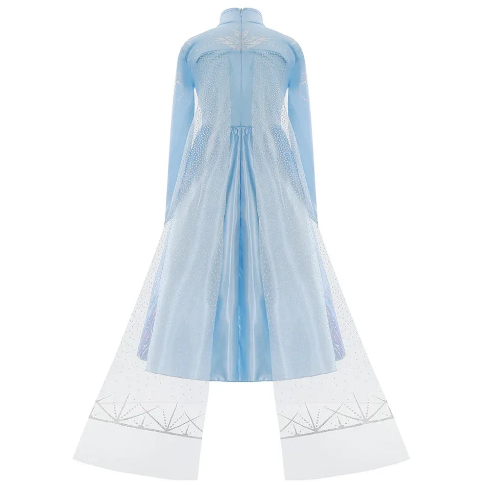 Elsa Frozen Princess Costume for Girls – Halloween & Birthday Party Dress