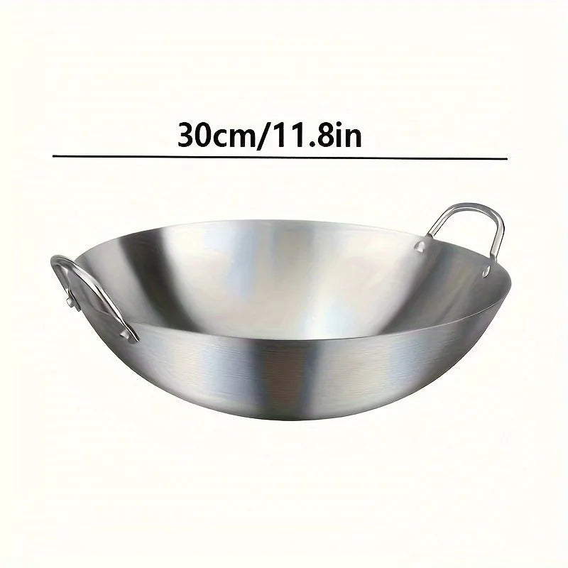 Large Stainless Steel Wok with Dual Handles – Uncoated