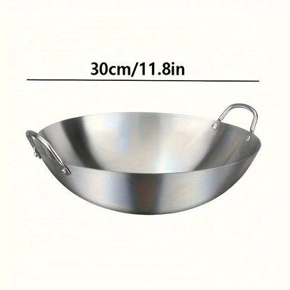Large Stainless Steel Wok with Dual Handles – Uncoated