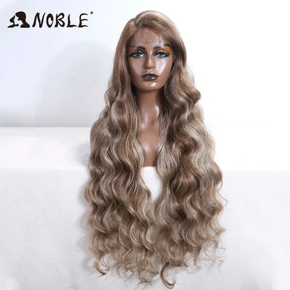 Lace Part Synthetic Wig – 36" Long Wavy Body Wave, 150% Density, Multi-Color