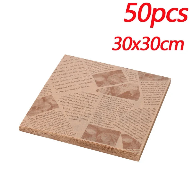 Food Wrapping Paper Sheets – Oil-Proof Baking & Burger Liner (50pcs)