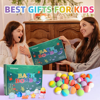 24-Pack Kids Bath Bomb Gift Set with Surprise Toys
