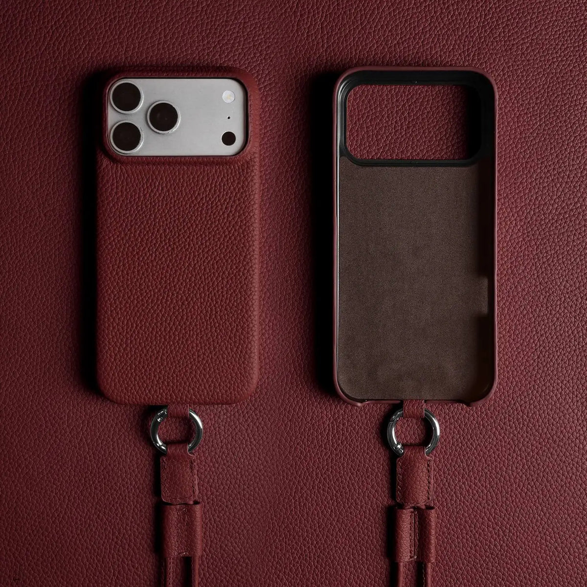 With Lanyard Genuine Leather iPhone Case