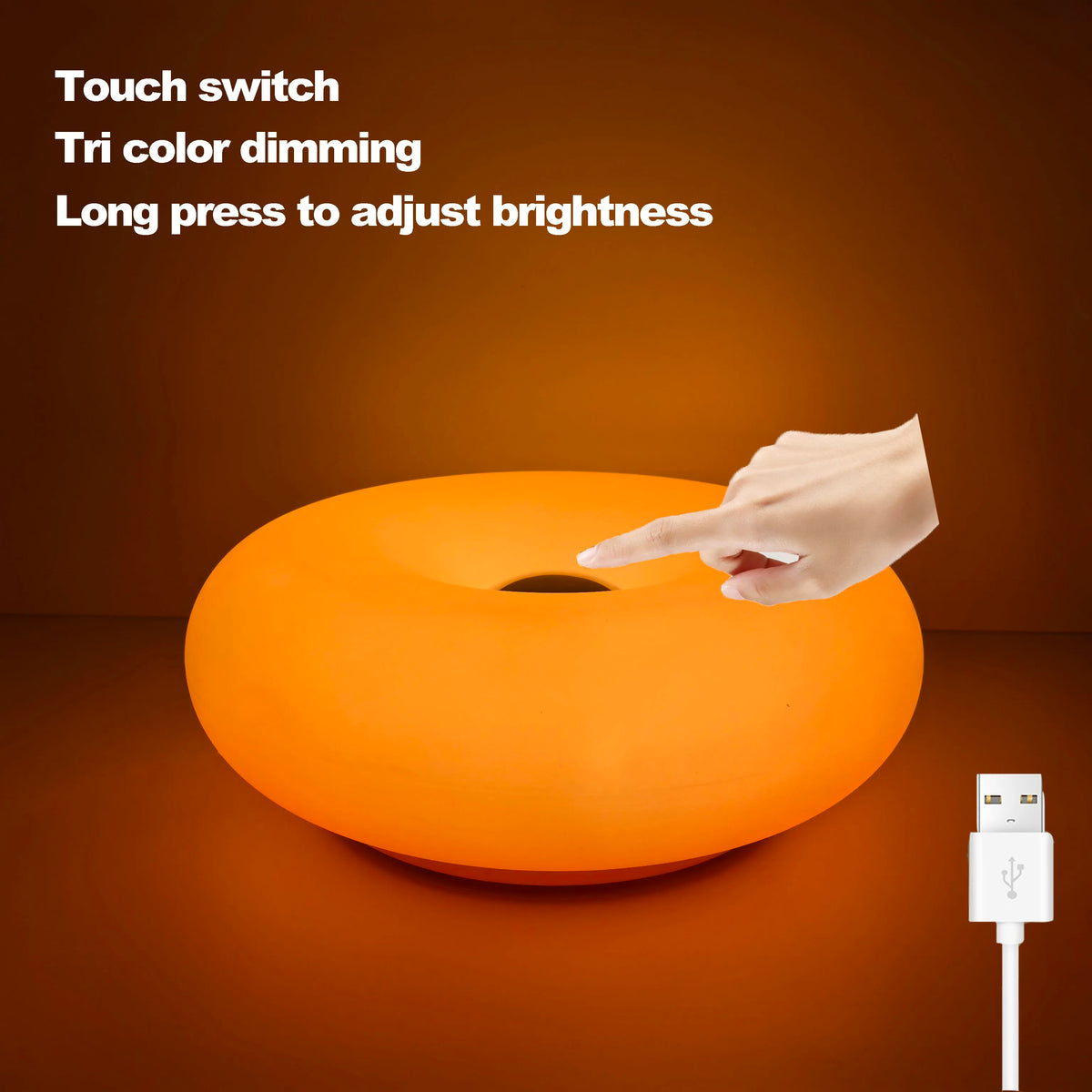 Donut Table Lamp – Touch Dimmable RGB Ambient Light USB