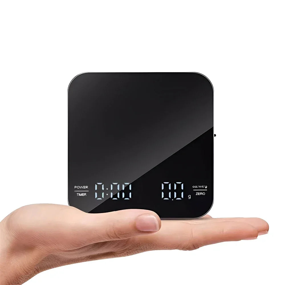 Digital Coffee Scale with Timer, LED Display & USB Charging