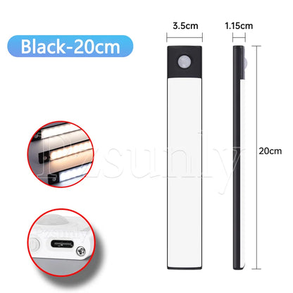 Motion Sensor LED Night Light – USB-C Rechargeable, 3 Color Modes, Stepless Dimming