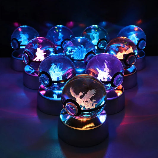 Pokemon 3D Crystal Ball Night Light with LED Base