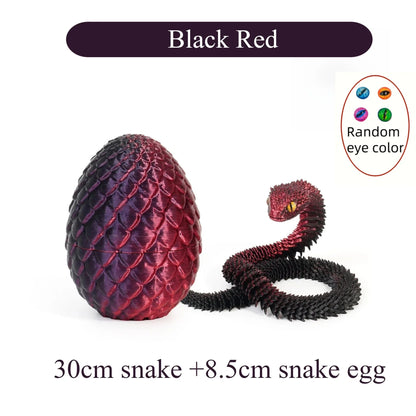 3D Printed Articulated Snake with Egg – Fidget Desk Toy