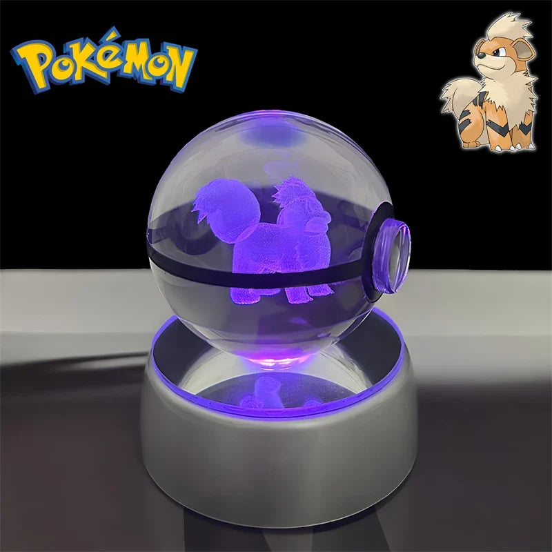 Pokemon 3D Crystal Poke Ball Night Light with LED Base