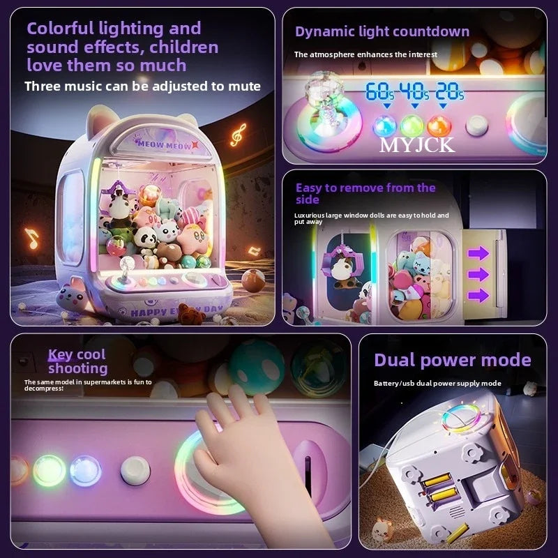Diy Automatic Doll Machine Kids Coin Operated Play Game Mini Claw Catch Toys Crane Machines Music